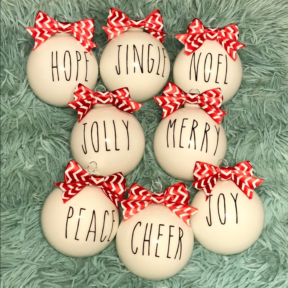 5 Pack Rae Dunn Inspired Christmas Ornaments
